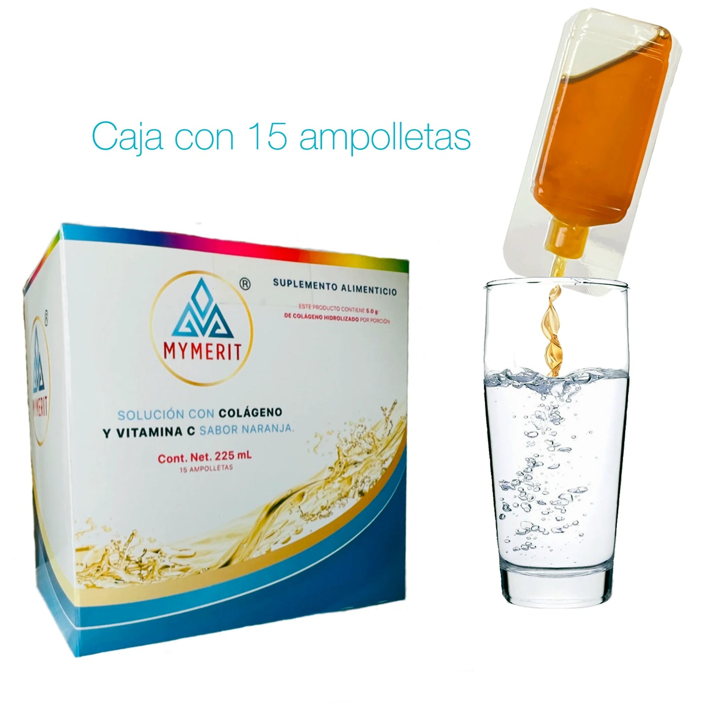 Colágeno Hidrolizado Líquido adicionado con vitamina C - 15Amps