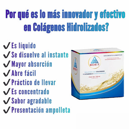 Colágeno Hidrolizado Líquido adicionado con vitamina C - 15Amps